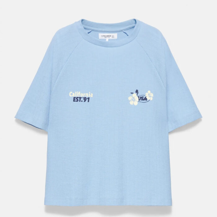California floral textured T-shirt